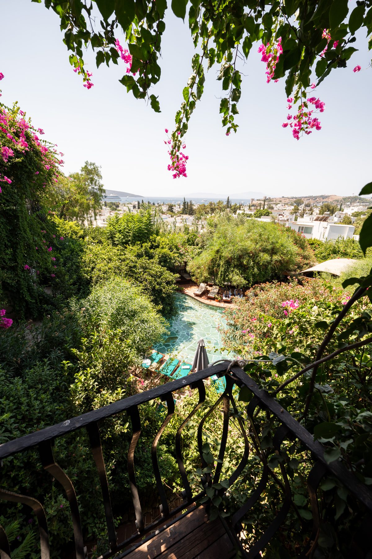 Pool seen from the garden stairs